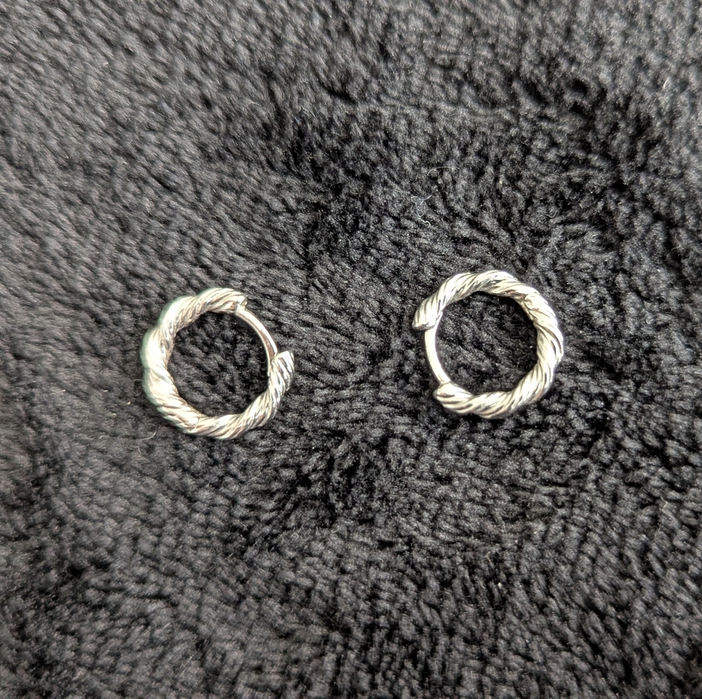 Melanie Auld Sterling Silver Twisted Huggie Hoop Earrings